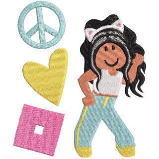 Afro girl roblox embroidery design - Embroidery Design