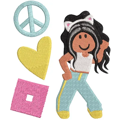 Vibrant Afro Girl Inspired by Roblox Charm