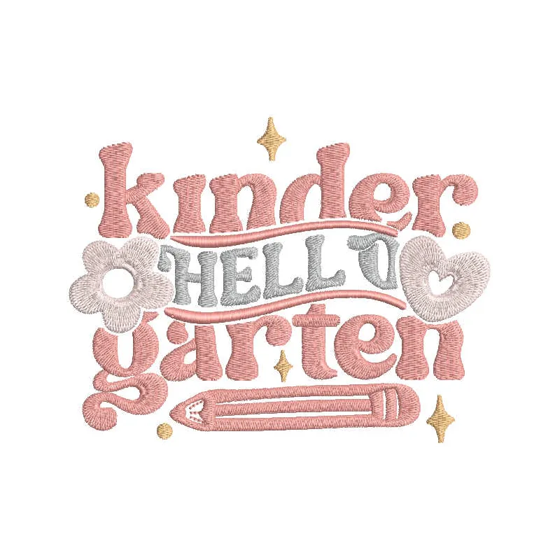 Hello Kindergarten Embroidery Design - Back to School Fun
