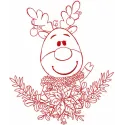Festive Deer Redwork Stitching Pattern for Holiday Crafts