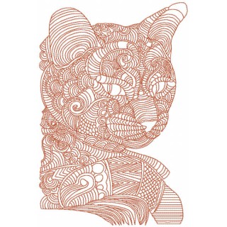 Tribal cat one color embroidery design - Embroidery Design