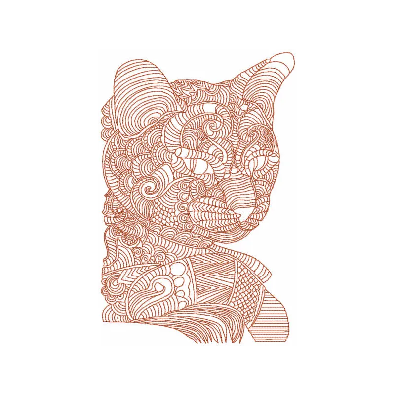 Tribal Cat Stitching Pattern for Creative Projects