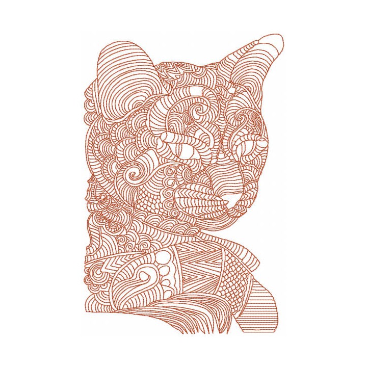 Tribal cat one color embroidery design - Embroidery Design