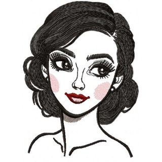 Young girl with blush embroidery design - Embroidery Design