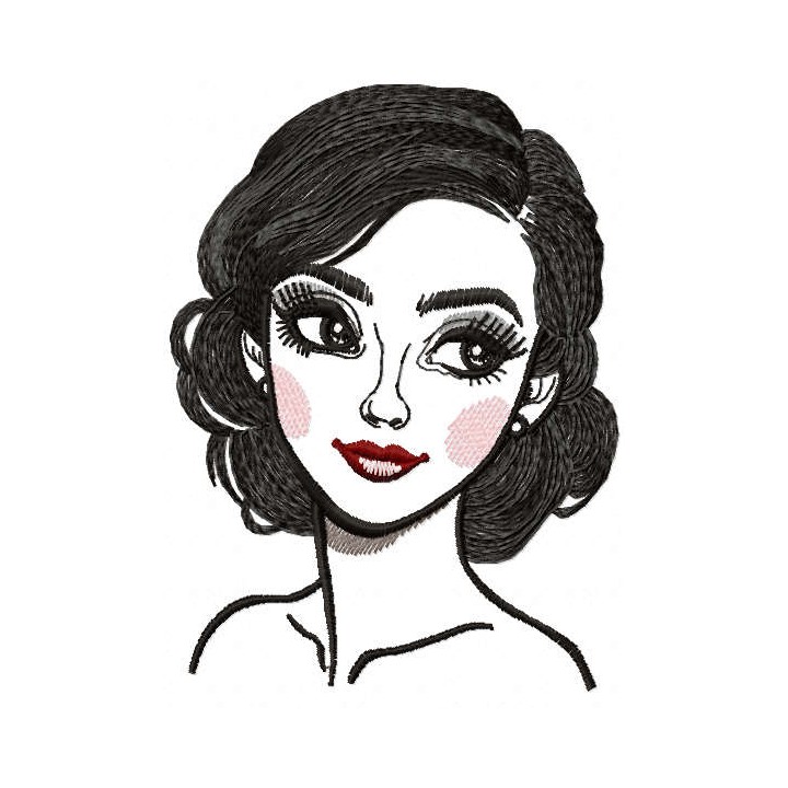 Young girl with blush embroidery design - Embroidery Design