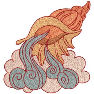 Shellfish in an orange shell embroidery design - Embroidery Design