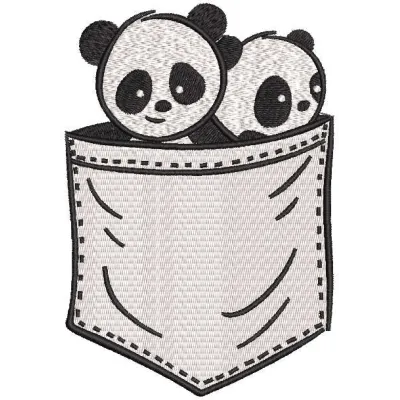 Two Pandas In Your Pocket Embroidery Design | Animals