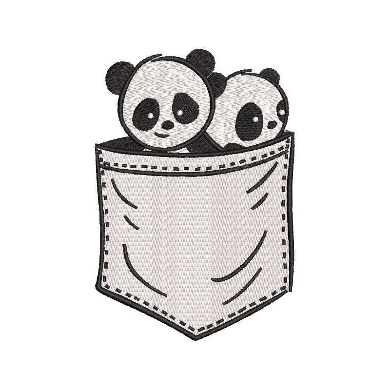 Two Pandas In Your Pocket Embroidery Design | Animals