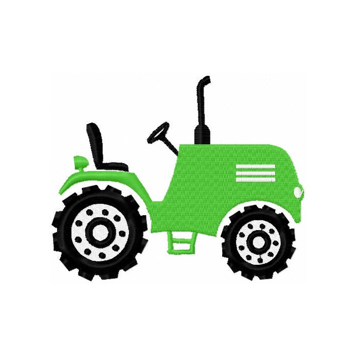 Green small tractor embroidery design - Embroidery Design