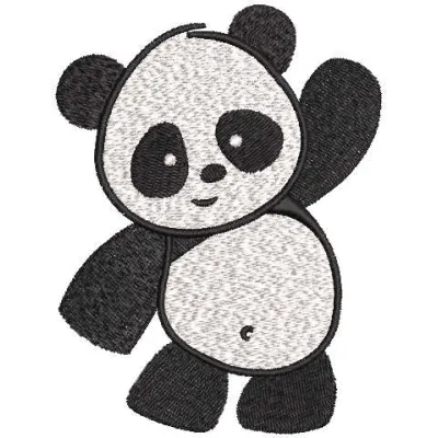 Dancing Little Panda Embroidery Design - Cute Animal Pattern