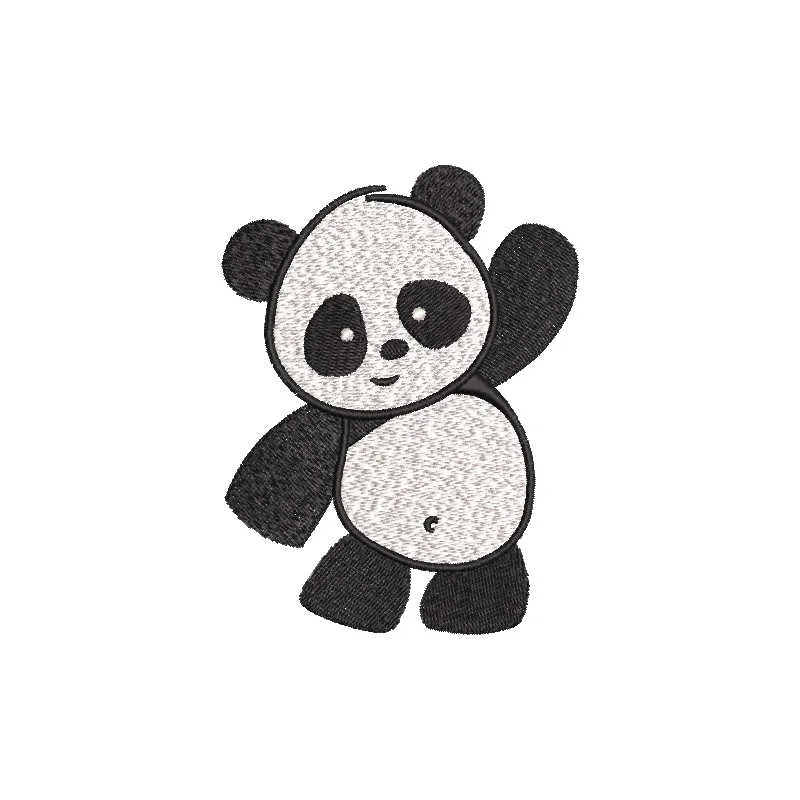 Dancing Little Panda Embroidery Design - Cute Animal Pattern