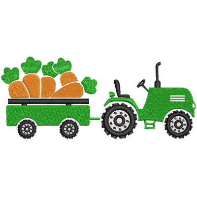 Rustic Tractor Hauling a Bounty of Vibrant Carrots