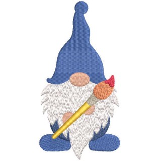 Gnome painter embroidery design - Embroidery Design