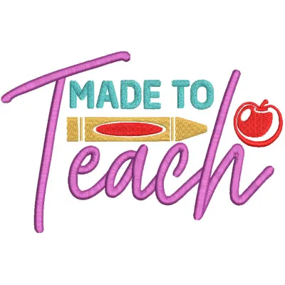 Made to Teach School Embroidery Design - Academic Spirit