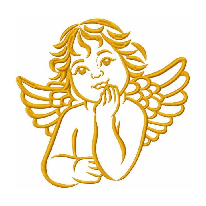 Dreaming baby angel one colored embroidery design - Embroidery Design