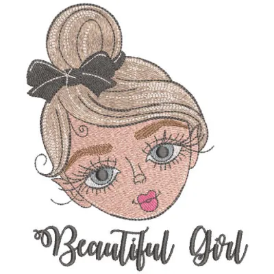 Radiant Girl Portrait Embroidery with Graceful Charm
