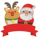 Deer Santa Red Ribbon Stitching Pattern