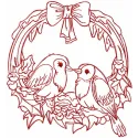 Christmas Branch with Birds Stitching Pattern
