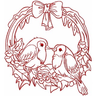 Christmas branch with birds embroidery design - Embroidery Design