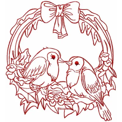 Christmas Branch with Birds Stitching Pattern