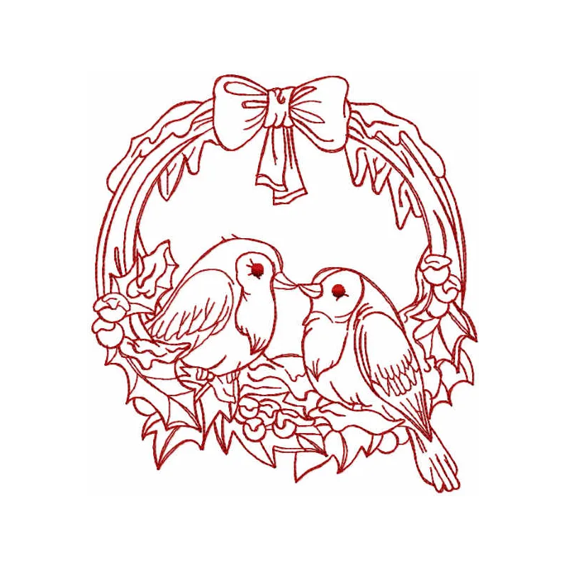 Christmas Branch with Birds Stitching Pattern