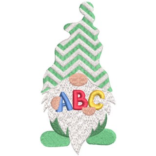 Gnome with alphabet embroidery design - Embroidery Design