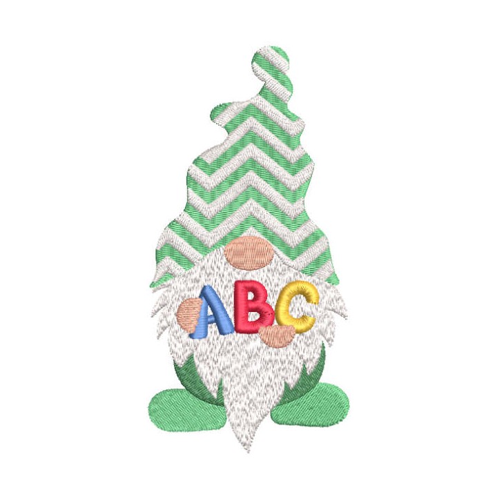 Gnome with alphabet embroidery design - Embroidery Design