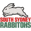 South Sydney Rabbitohs logo embroidery design featuring the iconic green and red colors with a stylized rabbit.