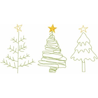 Christmas trees childrens drawing embroidery design - Embroidery Design