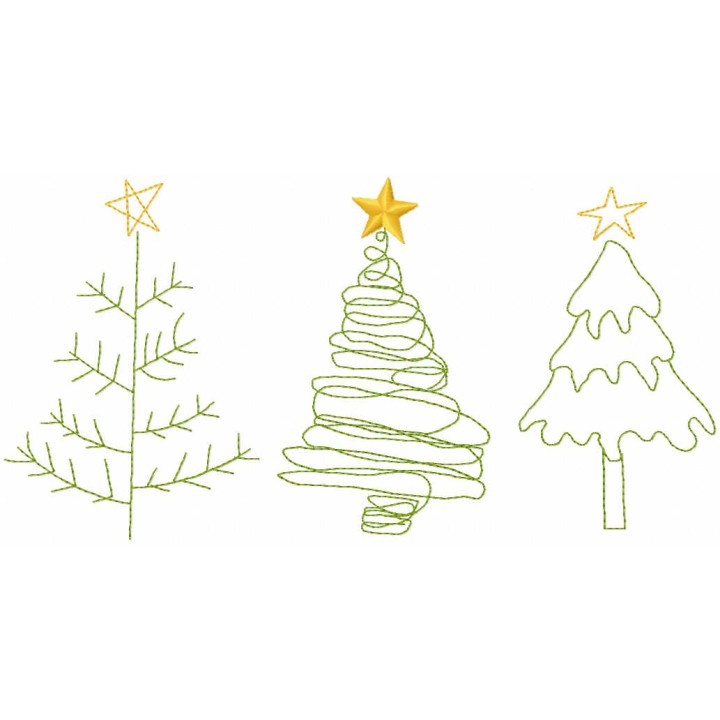 Christmas trees childrens drawing embroidery design - Embroidery Design