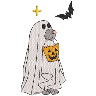Puppy ghost with halloween bag embroidery design - Embroidery Design