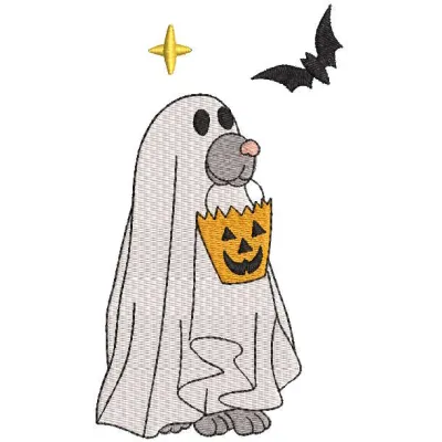 Cute Puppy Ghost Halloween Stitching Pattern