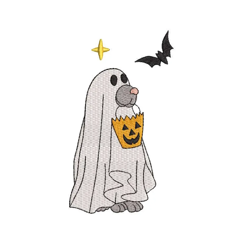 Cute Puppy Ghost Halloween Stitching Pattern