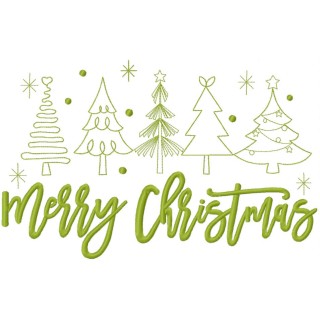 Merry Christmas trees panel embroidery design - Embroidery Design