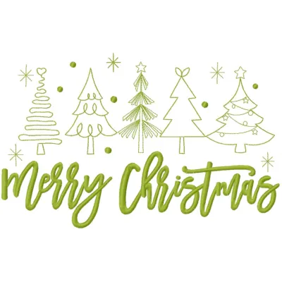 Festive Christmas Trees Panel Stitching Pattern