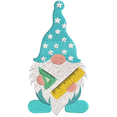 Gnome Geometric Rulers School Embroidery Design