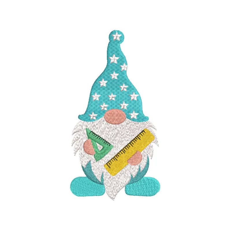 Gnome Geometric Rulers School Embroidery Design