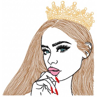 Beautiful girl with crown embroidery design - Embroidery Design