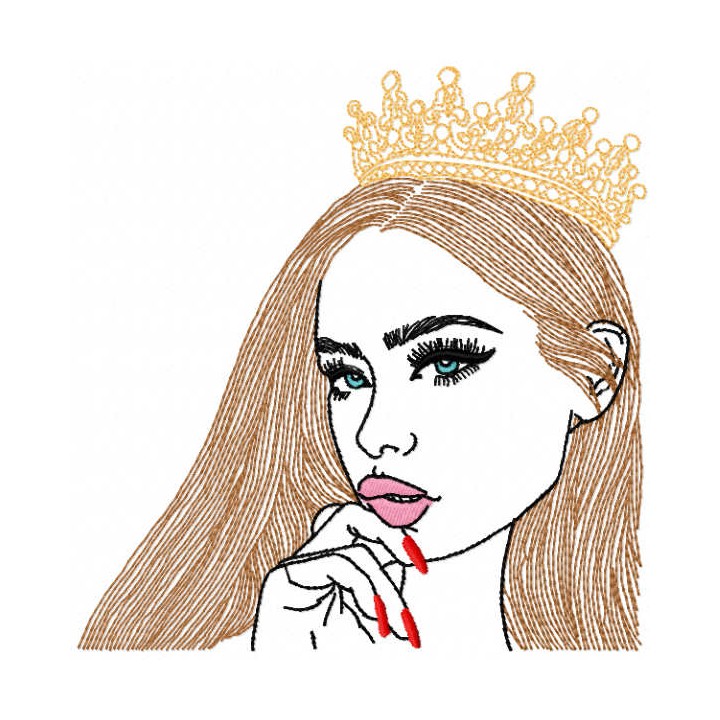 Beautiful girl with crown embroidery design - Embroidery Design