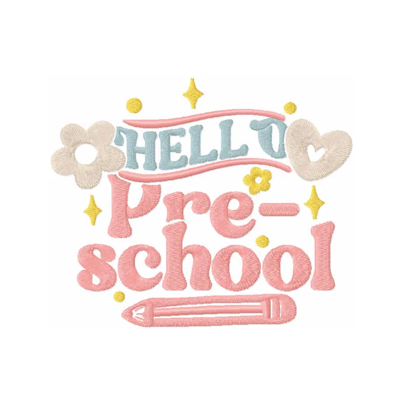 Hello Pre-School Stitching Pattern - Back to School Fun