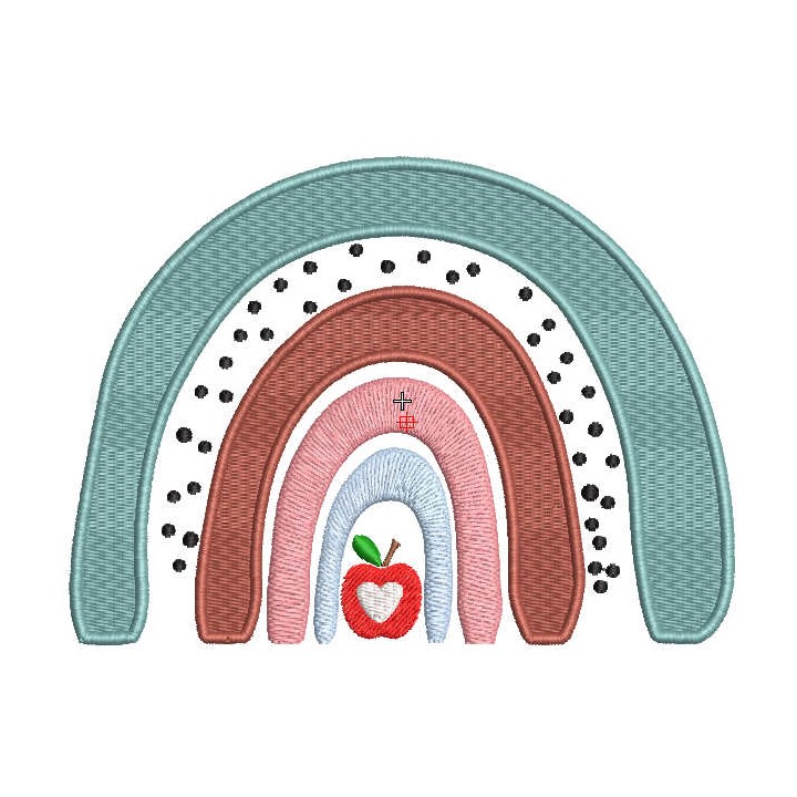 Apple rainbow boho embroidery design - Embroidery Design