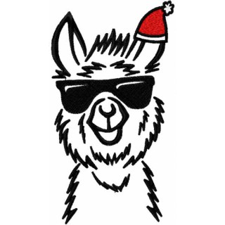 Christmas llama with Santa hat embroidery design - Embroidery Design