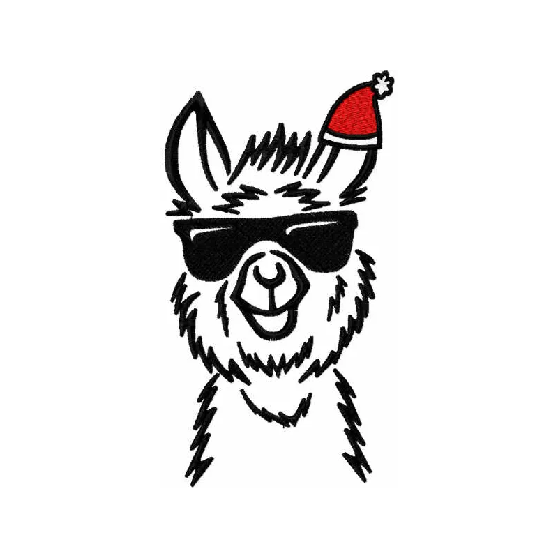 Festive Llama Santa Hat Stitching Pattern