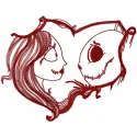 Jack and Sally Broken Heart Stitching Pattern