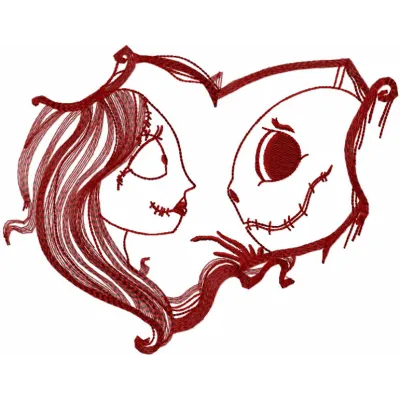 Jack and Sally Broken Heart Stitching Pattern