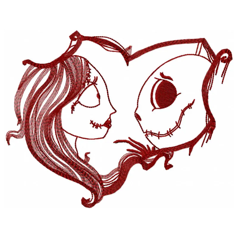 Jack and Sally Broken Heart Stitching Pattern