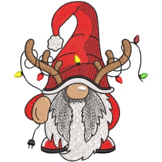 Dwarf with garland and horns embroidery design - Embroidery Design
