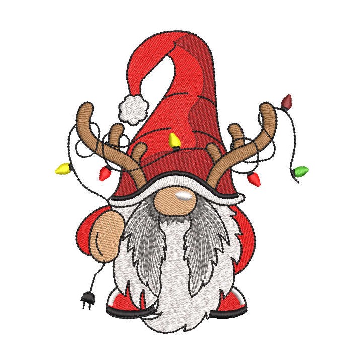 Dwarf with garland and horns embroidery design - Embroidery Design