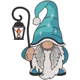 Dwarf with Christmas lantern embroidery design - Embroidery Design