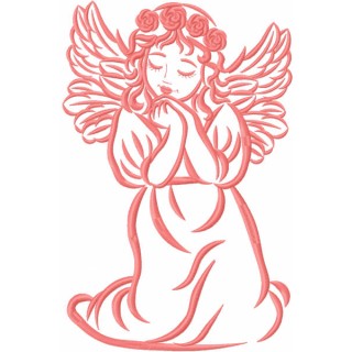 Praying angel girl with a wreath of roses embroidery design - Embroidery Design